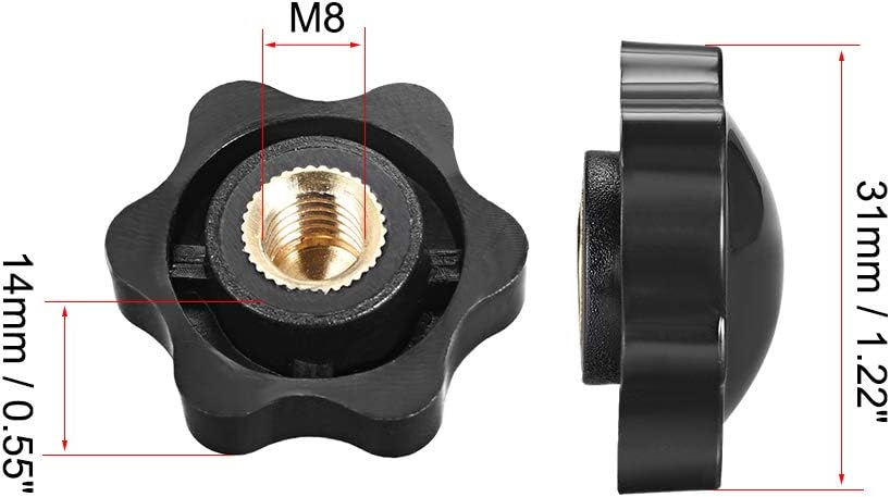 Clamping Handle Screw Knobs Handle Star Knob M8 x 9mm Female Thread 5pcs