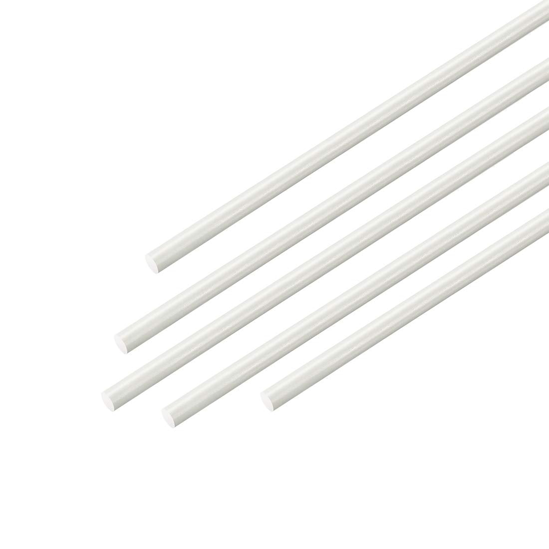 Plastic Round Rod,1/16 inch Dia 20 inch Length,White FRP Fiberglass Round Rod Engineering Plastic Bar 5pcs