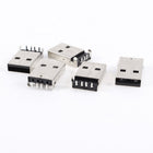 USB Male Type A Port Right Angle 4-Pin DIP Jack Socket Connector, 5 Pieces