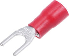 50Pcs SV3.5-5 Insulated Fork Spade U-Type Wire Connector Electrical Crimp Terminal 14-12AWG Red