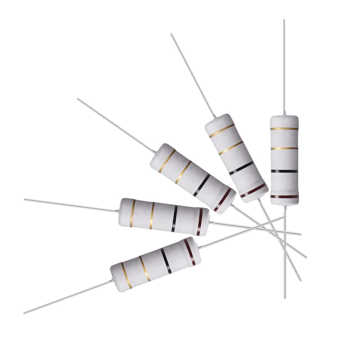 10Pcs 1 Ohm Resistor, 5W 5% Tolerance Metal Oxide Film Resistors, Lead, Flame Proof for DIY Electronic Projects and Experiments
