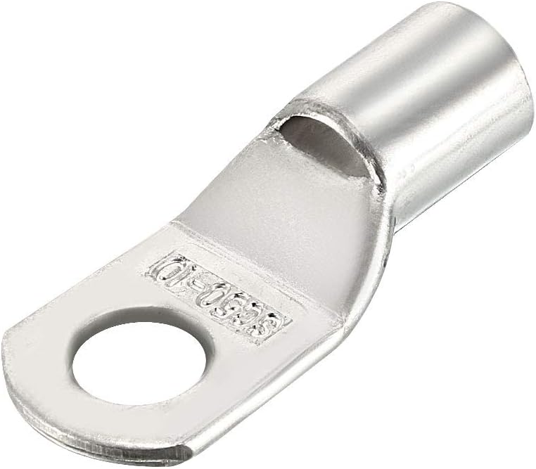 Copper Wire Lugs,7AWG SC50-10,Bolt Hole,Battery Cable Ends Eyelets Crimp Tubular Ring Terminals Connectors Silver Tone 10Pcs