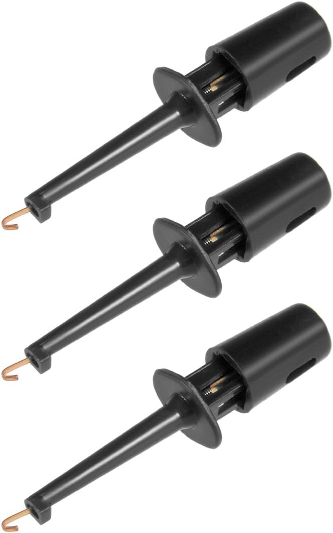 3 Pcs 42mm Length Test Hook Clip Solderable for Multimeters PCB Tester Grabber Black