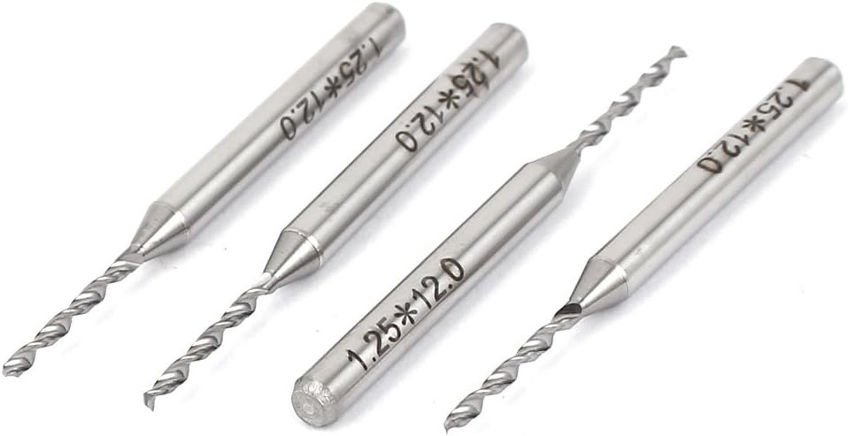 1.25mm Tip 12mm Cutting Depth Carbide Jewelry PCB CNC Micro Drill Bits 4 Pcs