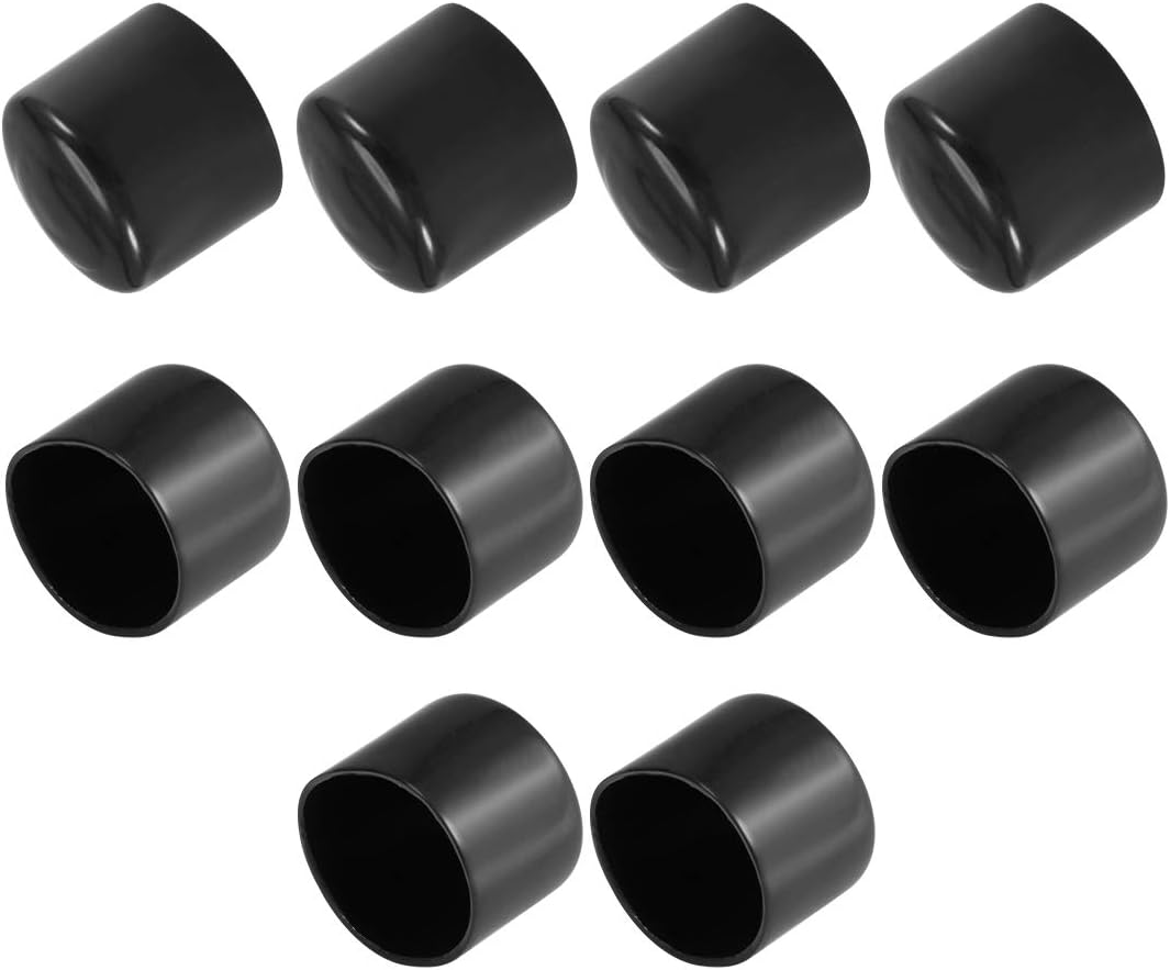 10pcs Rubber End Caps 42mm ID Vinyl Vinyl Round End Cap Cover Screw Thread Protectors Black