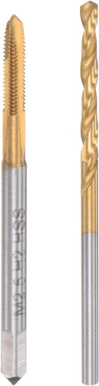 M2.5 x 0.45 Spiral Point Thread Tap and 2.1mm Twist Drill Bit Set, Metric Titanium Plated 6542 High Speed Steel Machine Screw Thread Tap Threading Tool
