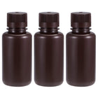 Plastic Lab Chemical Reagent Bottle 250ml/8.5oz Small Mouth Sample Sealing Liquid Storage Container Brown 3pcs