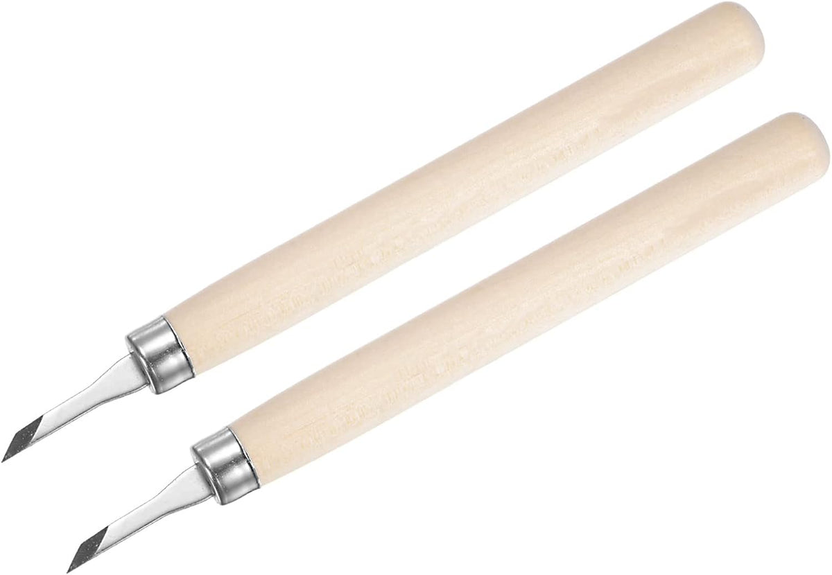 Wood Carving Knife Tools Chisels, 3mm High Speed Steel Small Right Diagonal Sculpting Graver for DIY Craft Sculpture Carpenter Beginners Experts, Birch Handle, 2pcs
