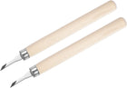 Wood Carving Knife Tools Chisels, 3mm High Speed Steel Small Right Diagonal Sculpting Graver for DIY Craft Sculpture Carpenter Beginners Experts, Birch Handle, 2pcs