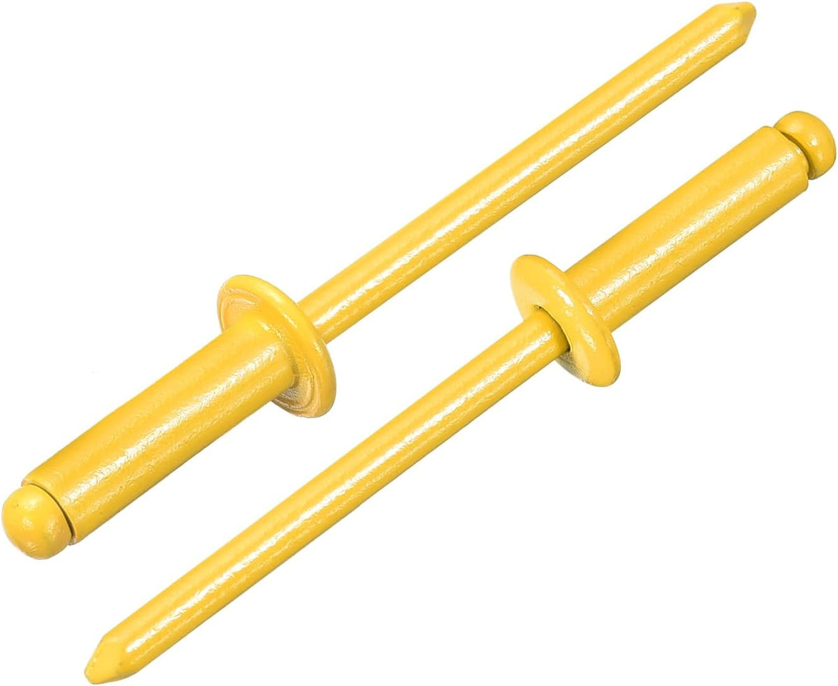 100Pcs 5/32"x1/2" Aluminum Dome-Head Blind Rivets, Open-End Type Blind Rivets for DIY, Sheet Metal, Automotive Repairs, Furniture, Boat, and Duct Work (Yellow)