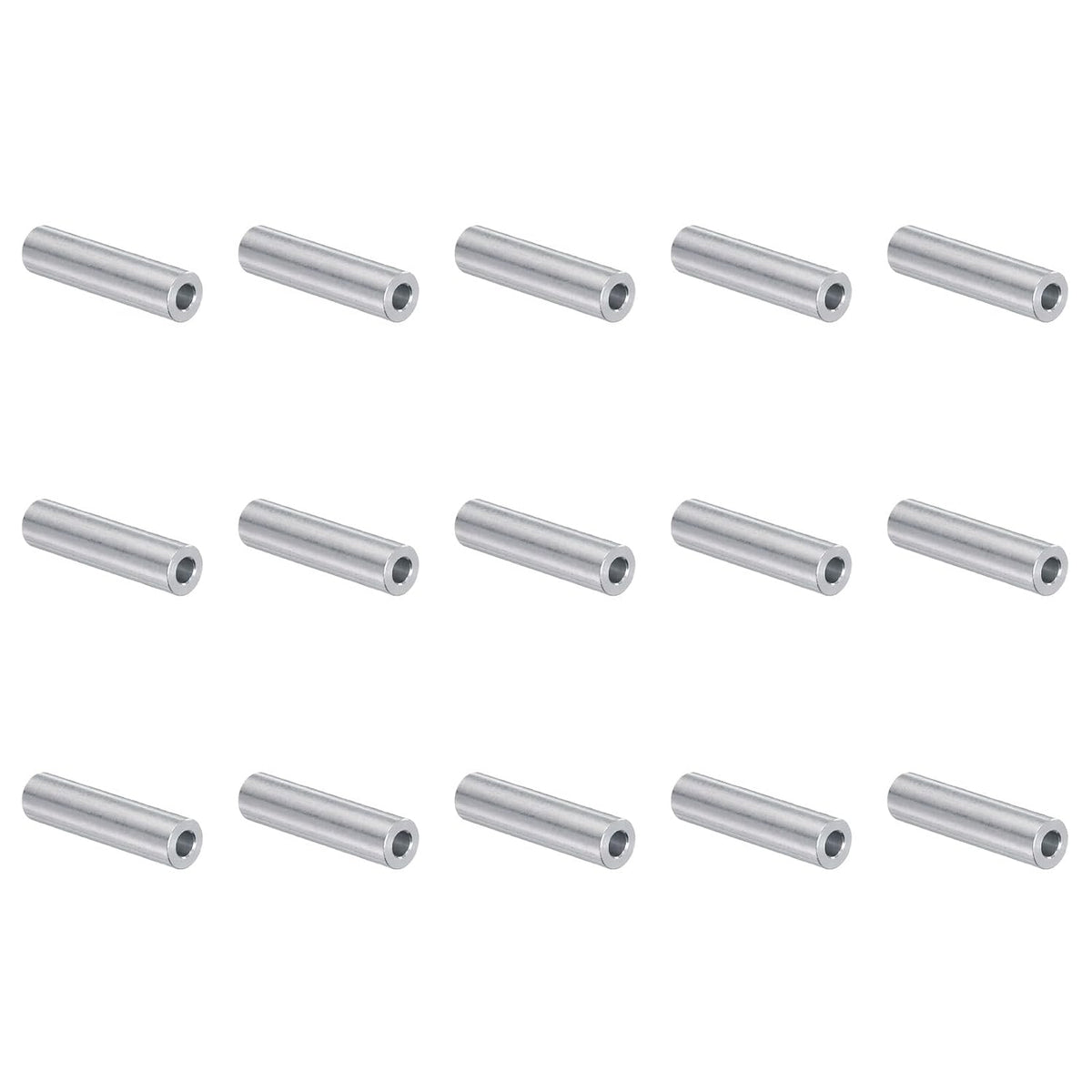 15pcs Aluminum Spacer 5mm Bore x 10mm OD x 40mm Length Screw Standoff Bushing Plain Finish Round Metal Spacer for M5 Screws Bolts and Rods