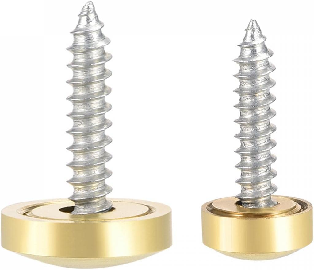 10mm and 14mm Polished Gold Mirror Screws, Decorative Caps Cover Nails 8pcs