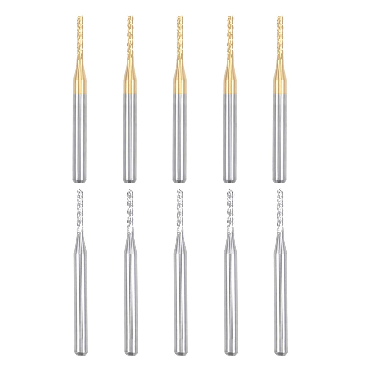 10pcs Milling Cutter 1.5mm 1/8" Shank Carbide End Titanium Coat Carbide End Mill Engraving CNC Router Bits for PCB Machine