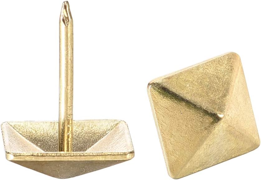 Upholstery Nails Tacks 12mm Square Head 17mm Height Antique Furniture Nails Pins Gold Tone 80 Pcs