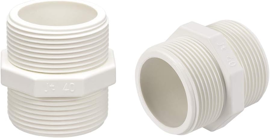 PVC Pipe Fitting Hex Nipple G1-1/4 X G1-1/4 Male Thread Adapter Connector 2pcs