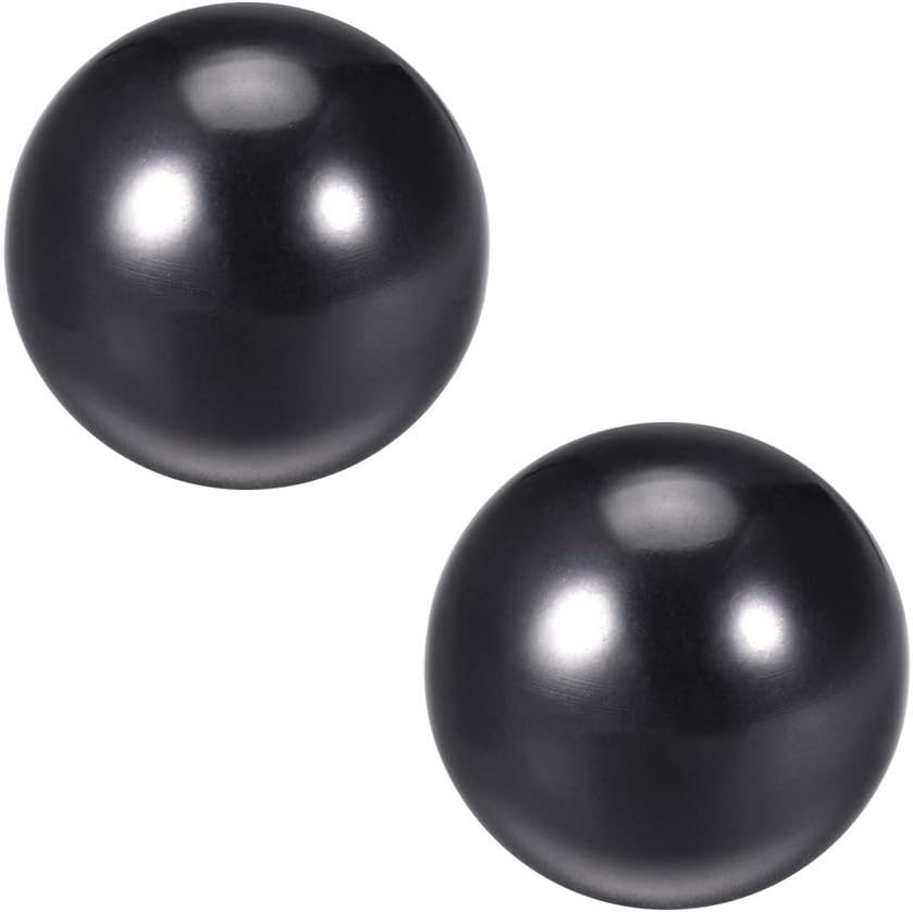 2Pcs Thermoset Ball Knob M10 Female Threaded Machine Handle 35mm Diameter Smooth Rim Black