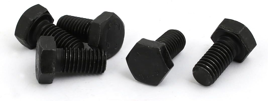 5pcs M8x16mm Thread 12.9 Grade External Hex Head Left Hand Screw Bolt Black