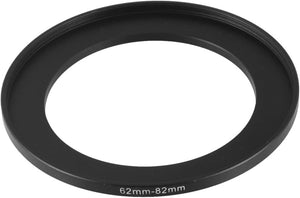 Kamera deler 62mm til 82mm linsefilter steg opp ringadapter svart