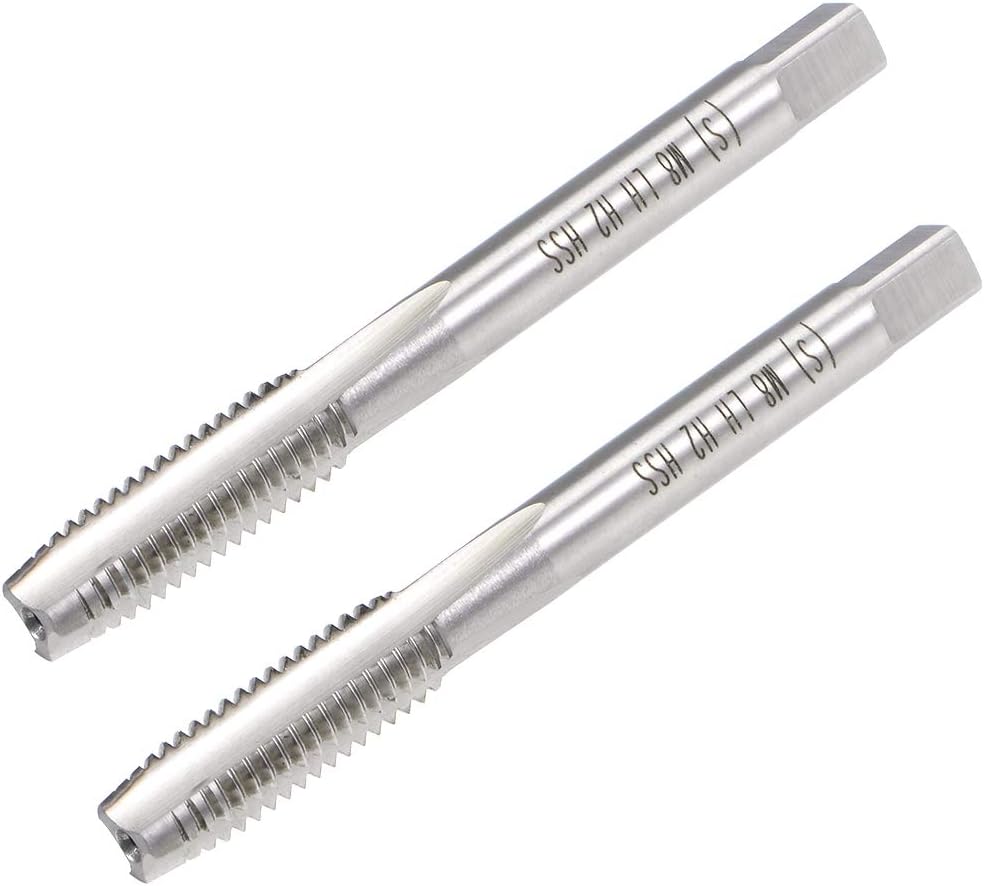 Metric Machine Tap Left M8 Thread 1.25 Pitch H2 3 Flutes High Speed Steel 2pcs