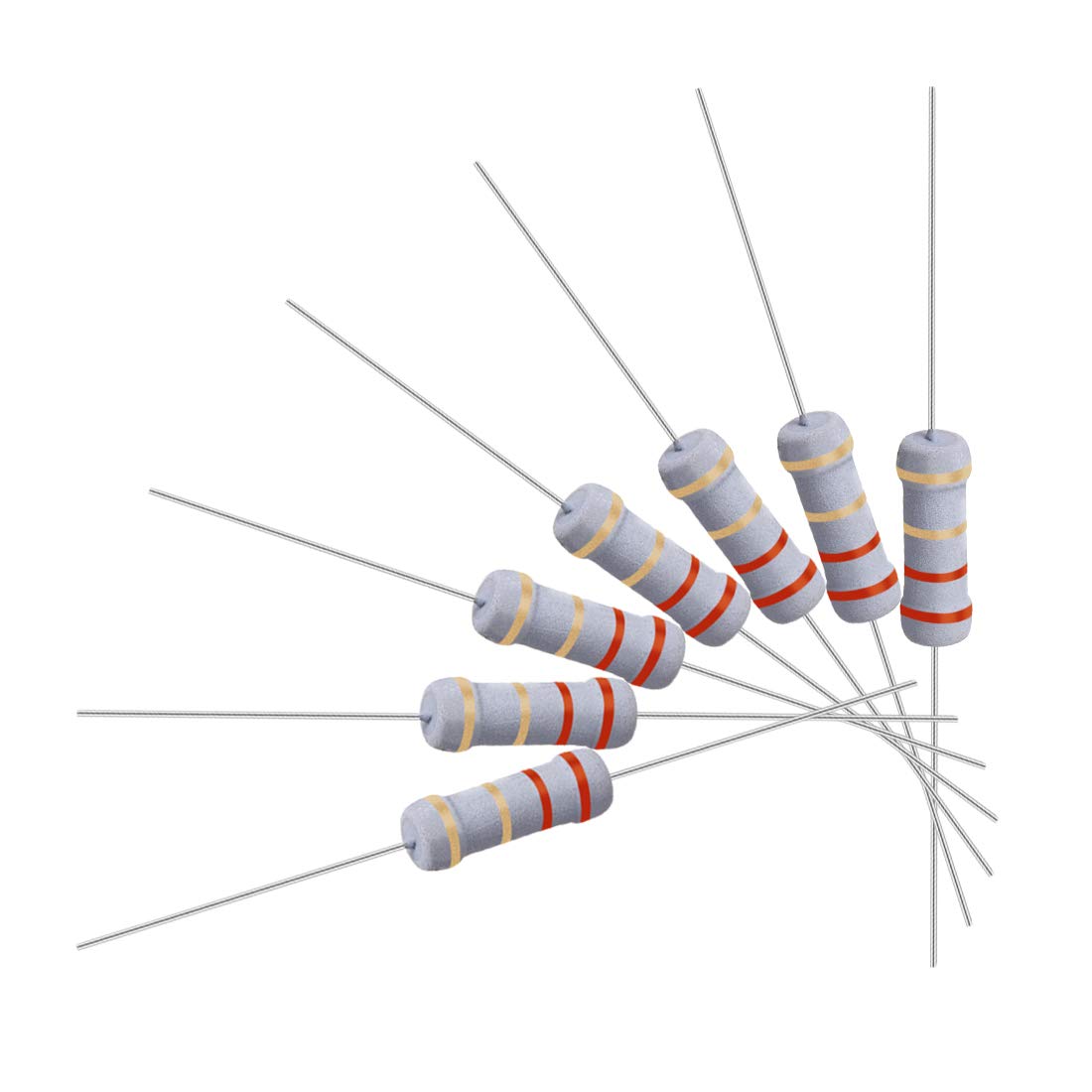 100Pcs 2.2 Ohm Resistor, 1W 5% Tolerance Metal Oxide Film Resistors, Axial Lead, Flame Proof for DIY Electronic Projects and Experiments