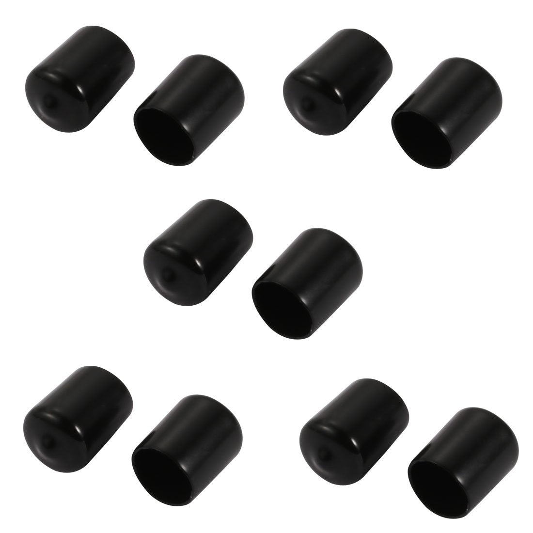 10Pcs 14mm Inner Dia PVC Flexible Vinyl End Cap Screw Protector Cover Black