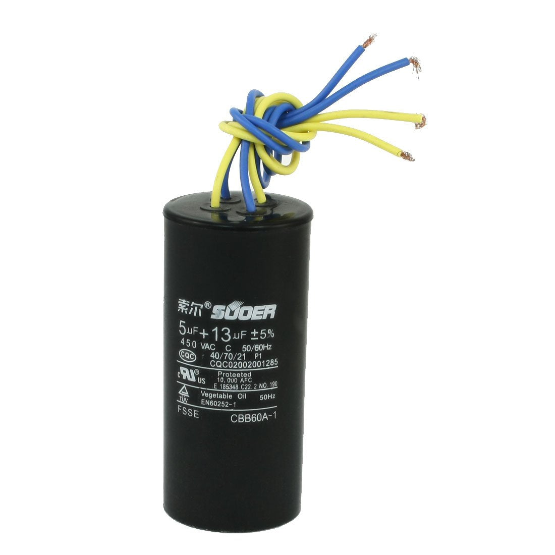 CBB60A-1 5Uf+13Uf 450VAC 4 Wire Polypropylene Film Motor Capacitor