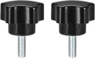 2Pcs Star Knob Grip M6 x 20mm Male Thread Steel Zinc Stud Black PP