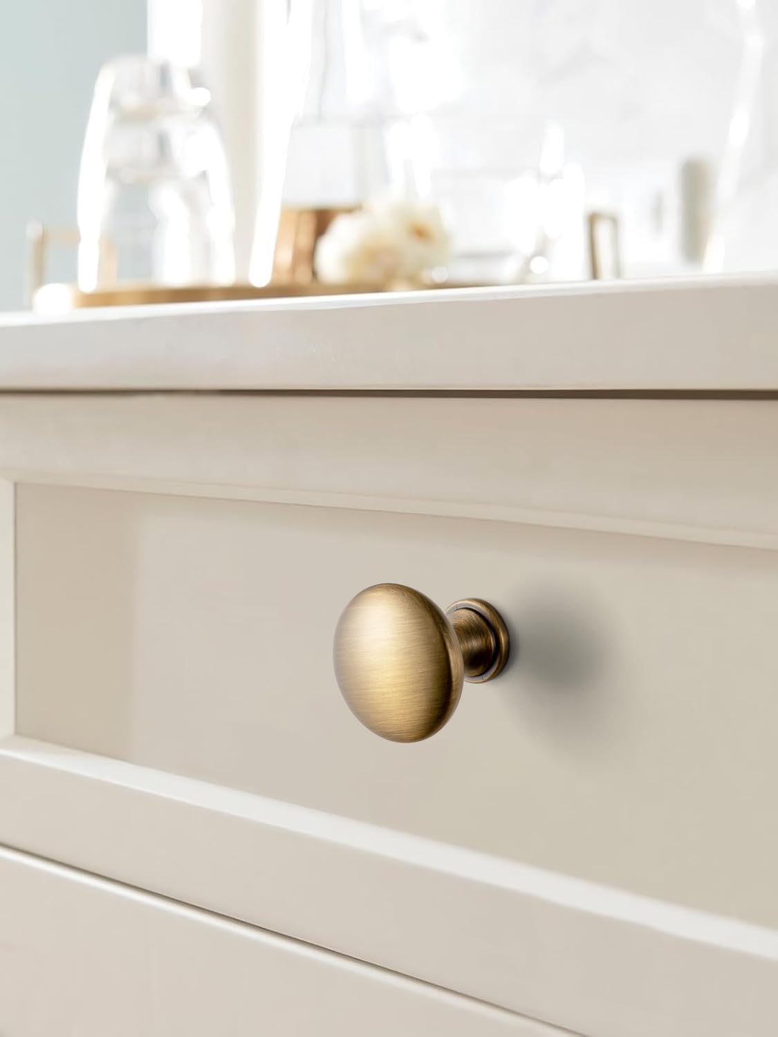 LinkMejor 6 Pack Cabinet Knobs Brushed Bronze Drawer Knobs Solid Zinc Alloy Kitchen Hardware - Brass Bronze Dresser Knob Single Hole/Screw Bar Cabinet Pulls