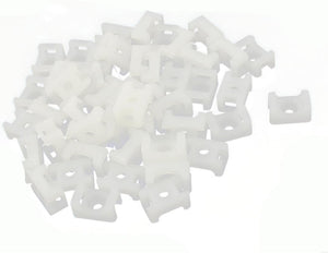 50pcs 5mm Plastic Wire Buddle Saddle Type Cable Tie Mount Base White