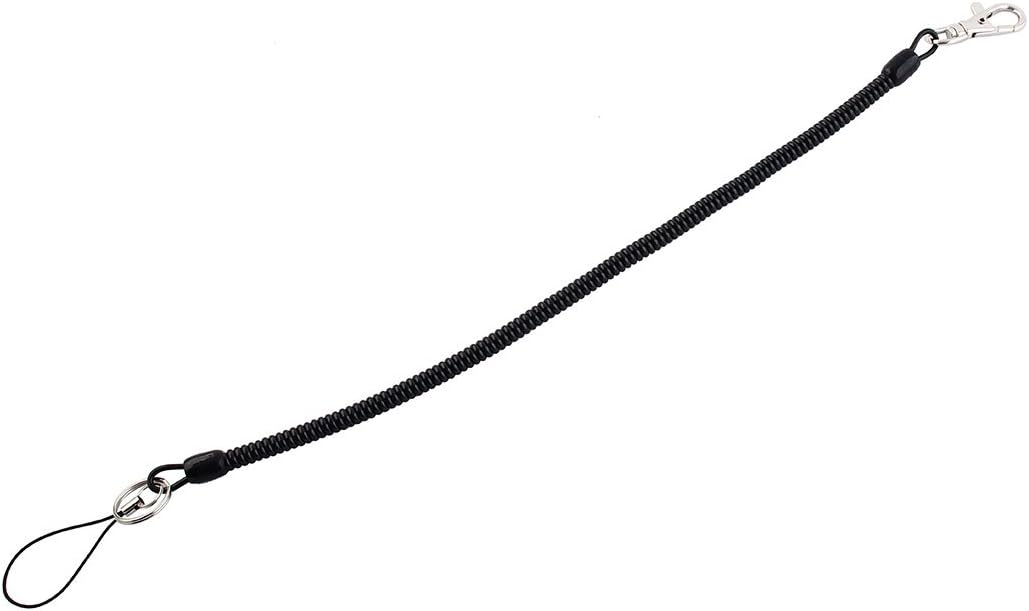 Fish Tackle Tools Lobster Hook Fishing Lanyards Coiled Rope 1.8 Meters Length Black