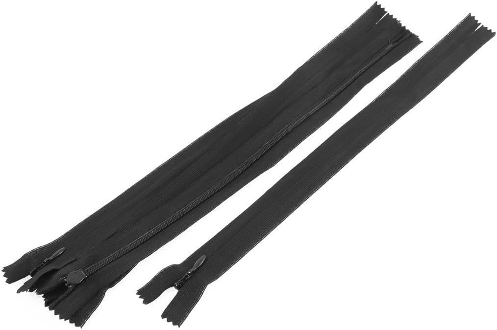 LinkMejor Clothes Nylon Zippers Zips Sewing Tailor Craft Clothes Dresses 12-inch Long 5 Pcs Black