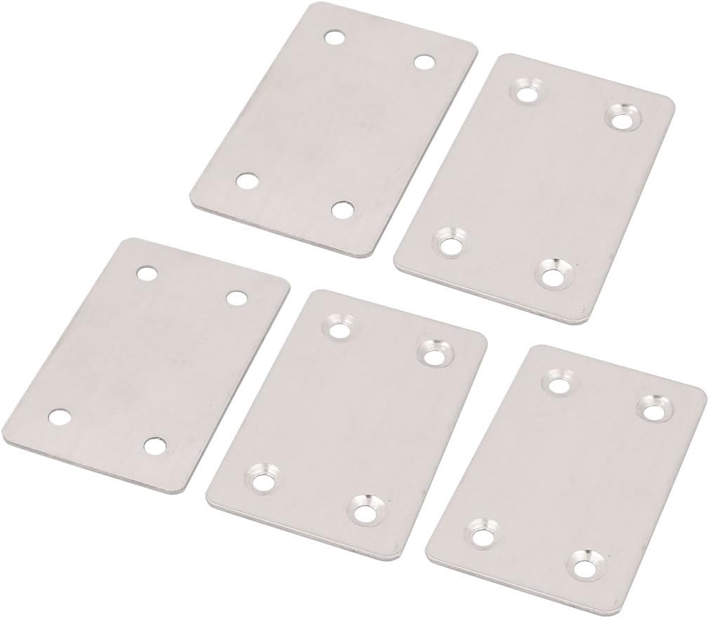 Metal Rectangle 4 Holes Flat Mending Repair Plates Brackets Fasteners 5pcs