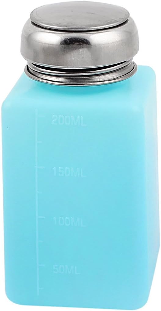 Metal Cap Plastic Storage Liquid Empty Dispenser Bottle 200ml Light Blue