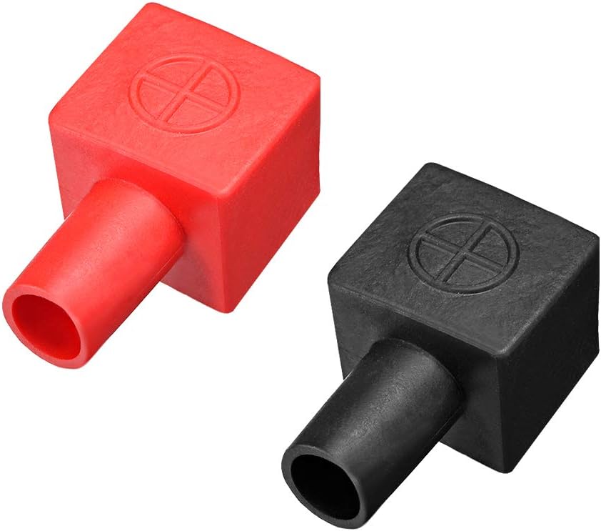 Batterieklemmendenkendungs-Kautschuk-Schutzabdeckungen Quadrat für 7mm Klemme 14mm Kabel Rot Schwarz 1 Paar