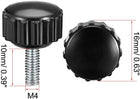 M4 x 10mm Metric Male Thread Knurled Clamping Knobs Grip Thumb Screws Plastic Threaded Hand Bolt Knobs Black 5 Pcs