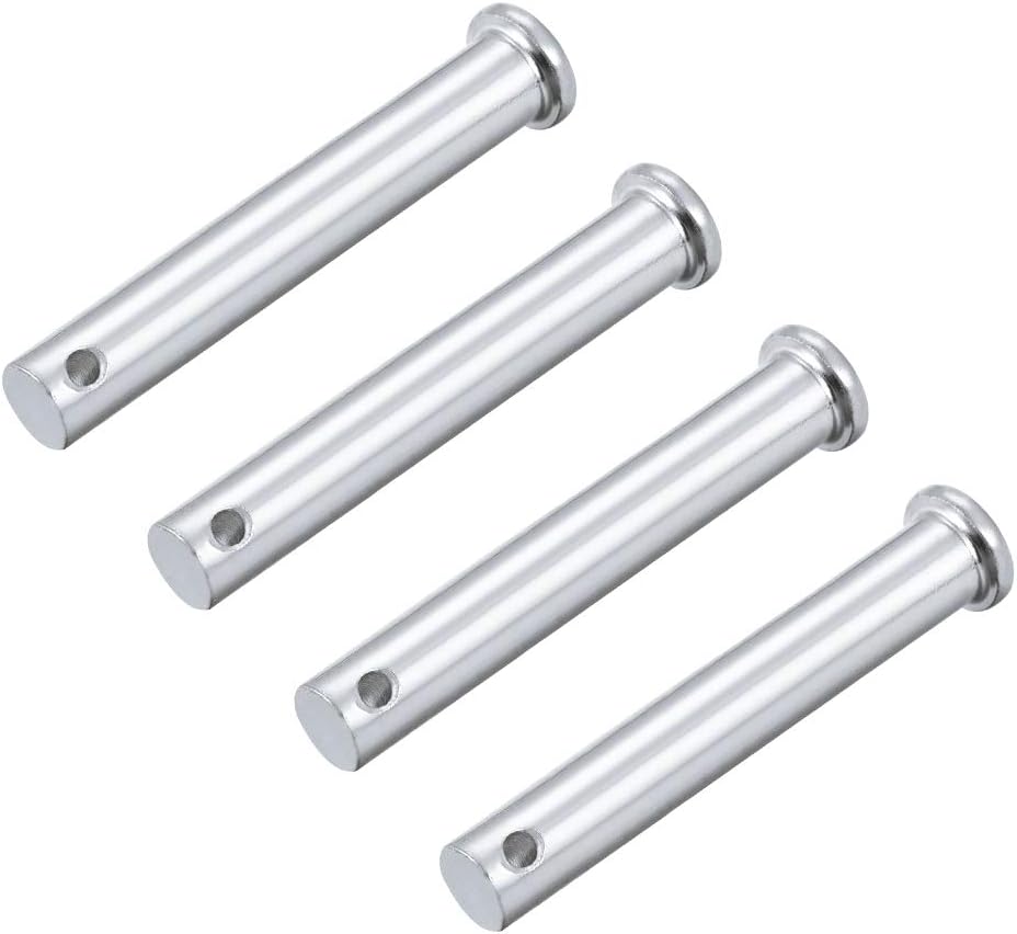 Single Hole Clevis Pins - 10mm X 65mm Flat Head Zinc-Plating Solid Steel Link Hinge Pin 4Pcs