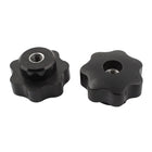 M8 1.25mm Pitch Female Thread Through Hole Star Head Screw Clamping Knob Grip Black 2pcs