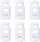 LinkMejor Cord Lock Stopper End Spring Stop Toggle Fastener Stopper Rope End for Drawstrings Clothing 6pcs White Plastic