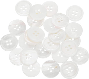 25pcs Natural Shell Buttons, 4 Hole Mother of Pearl Buttons 18mm Sewing Craft Button for Shirt Bag DIY Sewing Crafts Decoration, White