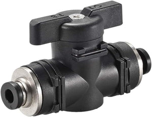 Pneumatic Ball Valve, Push to Connect Shut off Valve, 4mm Inner Diameter, for Air Flow Control, Plastic Zinc Alloy Black