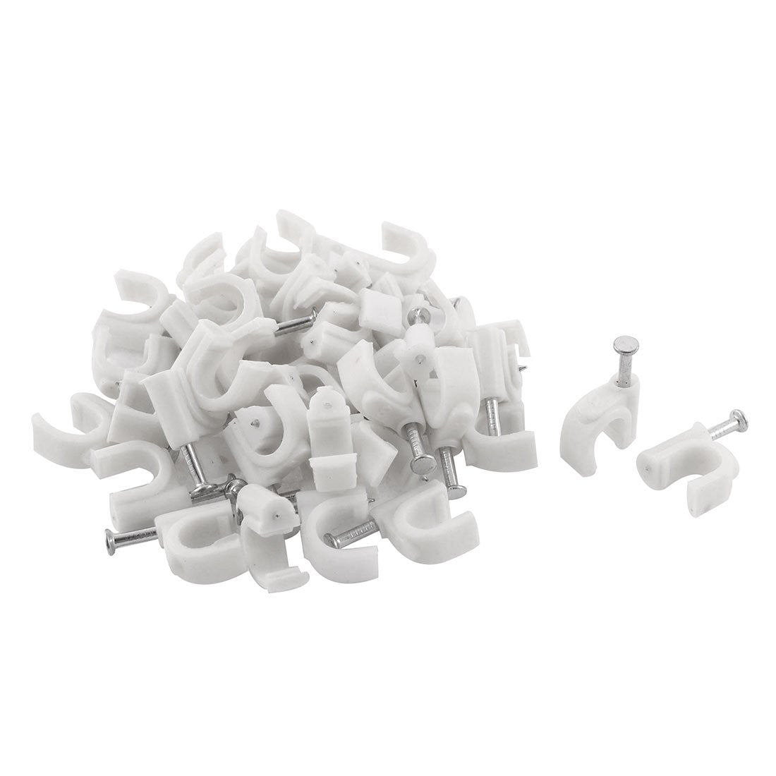 a15050600ux0277 Plastic Circle Cable Clip Store Tie Clips Wire Cord Holder 40PCS White (Pack of 40)
