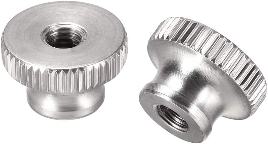 Knurled Thumb Nuts, 2Pcs M5x0.8mm 304 Stainless Steel Round Knobs Fasteners for 3D Printer Parts, Silver Tone