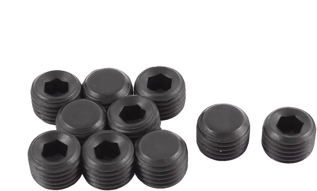 M14x1.5mm Pitch Hex Socket Set Cap Point Grub Screws Black 10pcs
