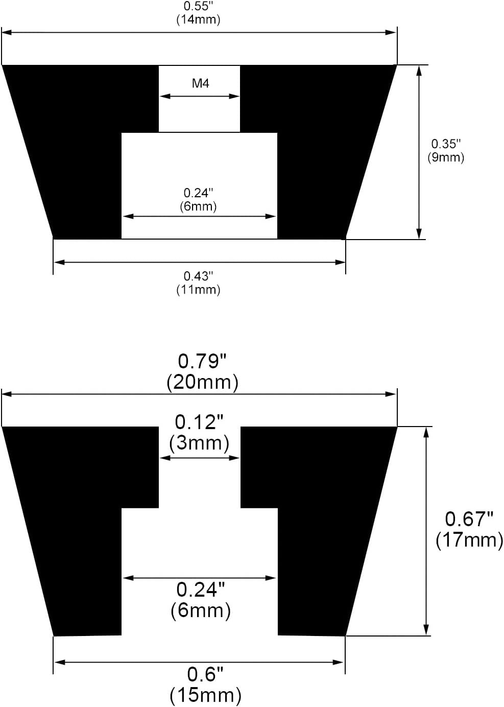 14x11x9mm 20Stücke und 20x15x17mm 15Stücke Gummifüße Stoßdämpfer Möbeltisch Verstärker Lautsprecher Schrank Beinauflagen