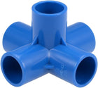 5-Way Elbow PVC Pipe Fitting Furniture Grade 20mm Size Tee Corner Fittings Blue 5Pcs