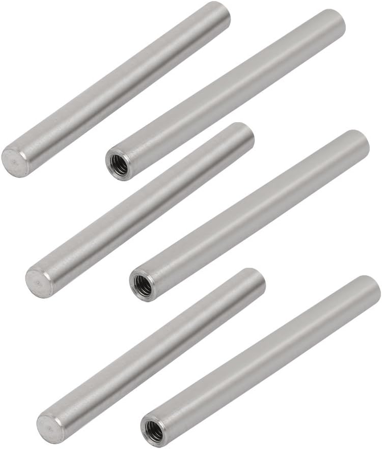 304 Stainless Steel M4 Female Thread 6mm x 60mm Cylindrical Dowel Pin 6pcs