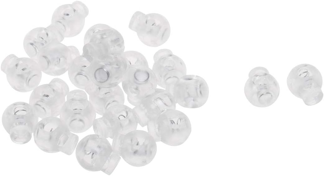 LinkMejor 25pcs Plastic Cord Lock Stopper End Spring Stop Toggle Fastener Stopper Rope End for Drawstring Clothing, Shoelace, Bag, Camping Clear
