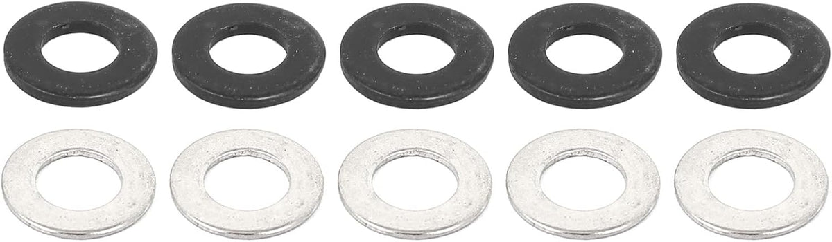 Round Flat Washer, M5x10mmx1mm 304 Stainless Steel Silver Tone and Iron Black Zinc Plated 300pcs