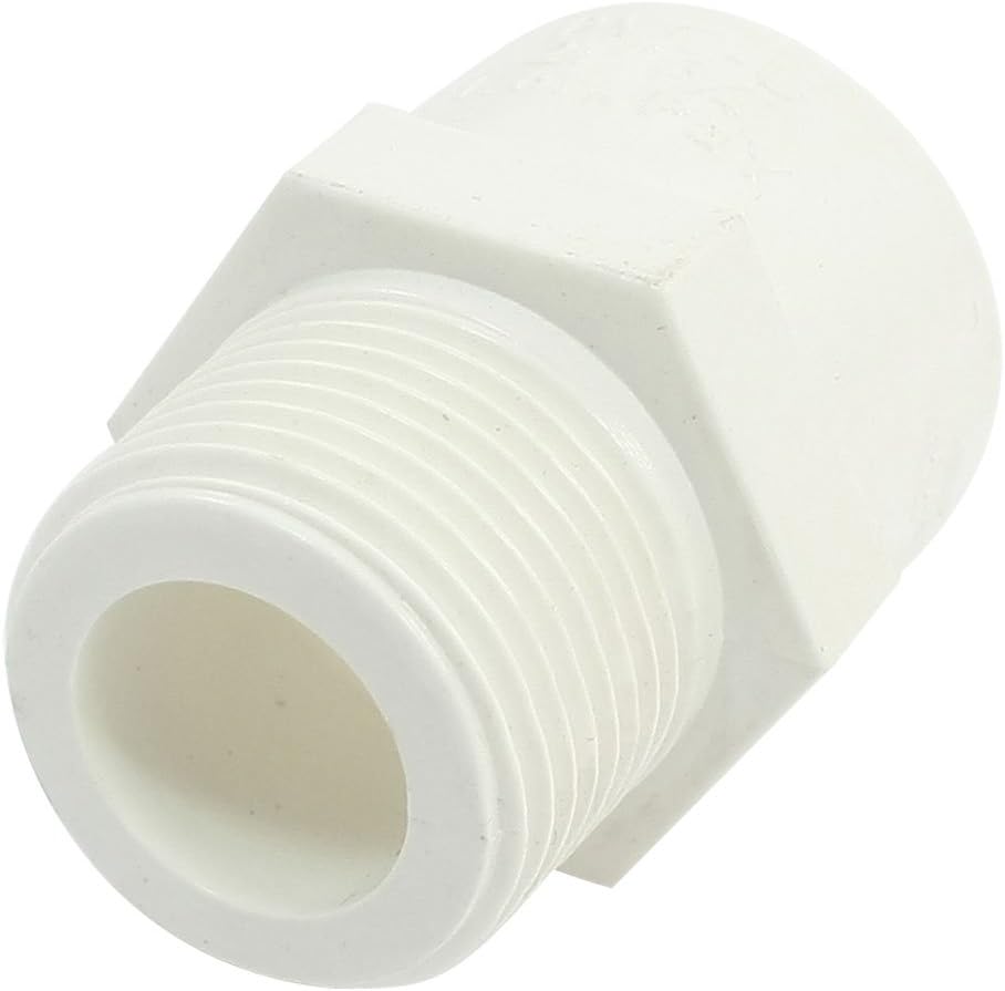 3/4" PT Male Thread 0.984" Slip PVC Pipe Straight Connector Coupler White