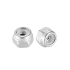 M2 x 0.4mm Nylon Insert Hex Lock Nuts, 304 Stainless Steel, Plain Finish, Pack of 100